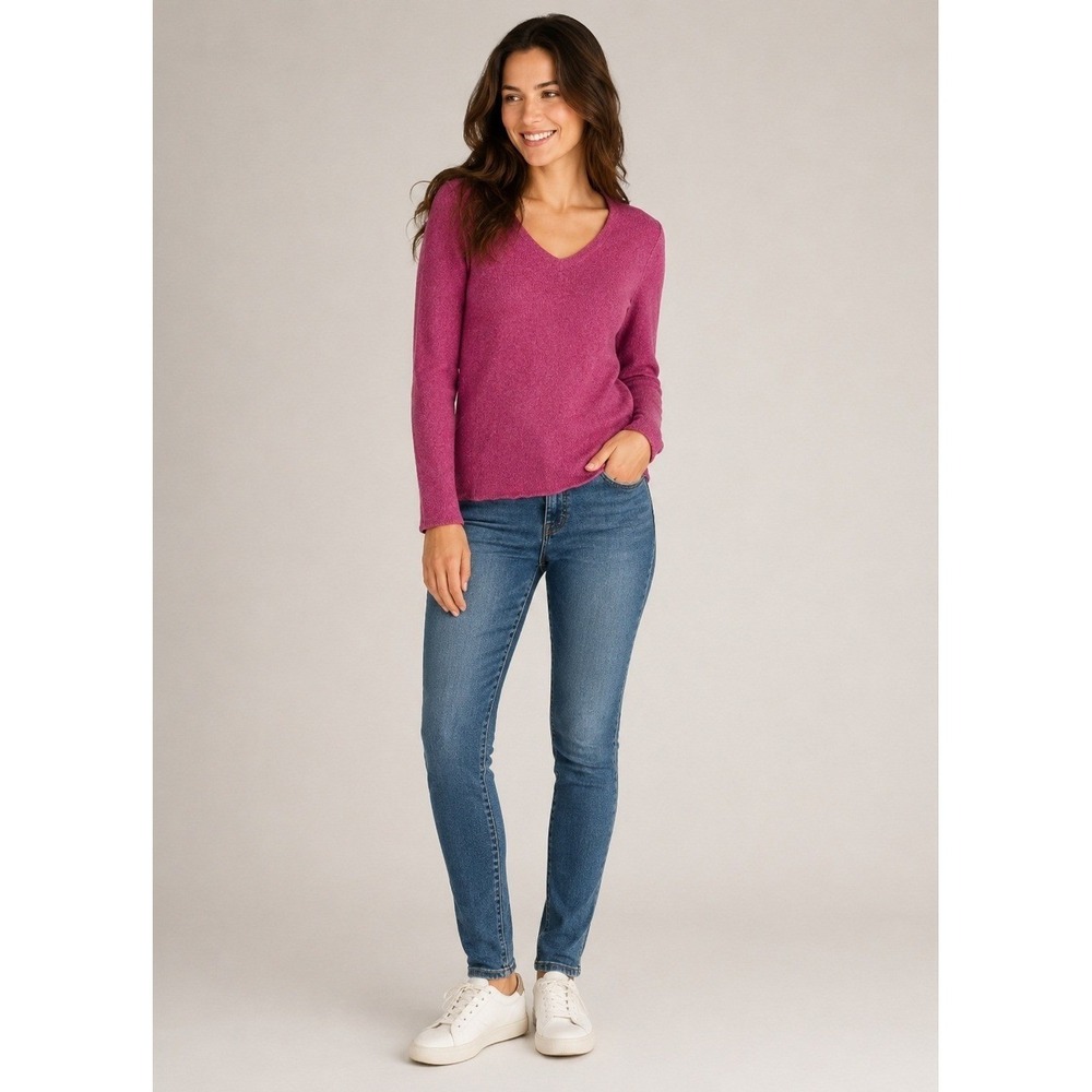 Splendid Cashmere Sweater Womens Small Purple V-Neck Inside Out Seams